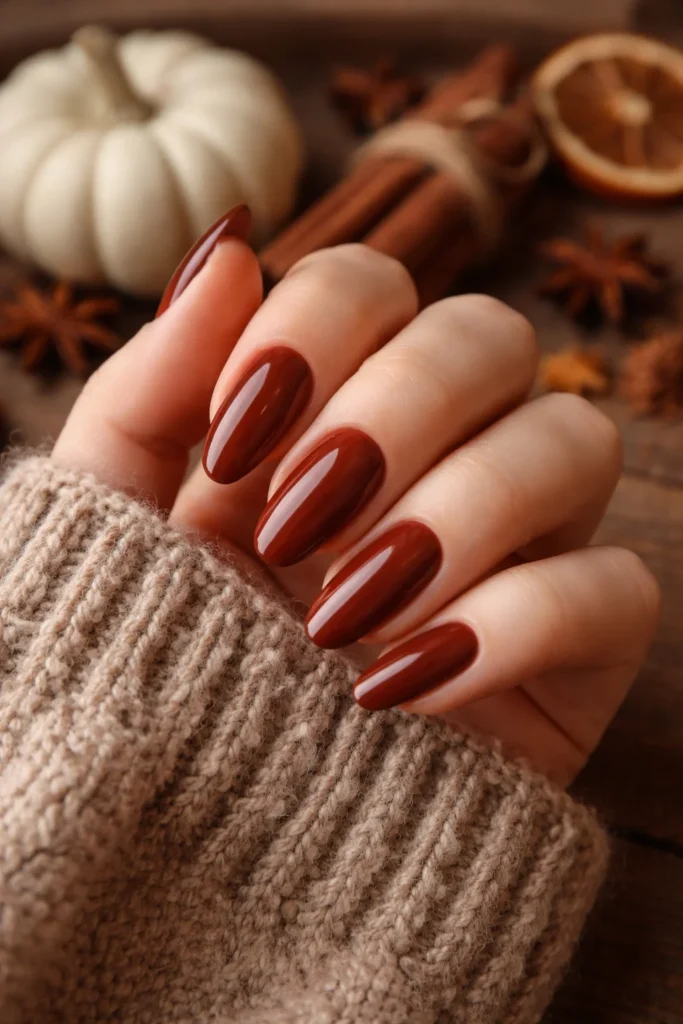 Cinnamon brown nails for fall