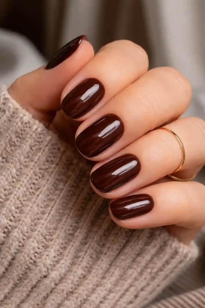 Dark chrome nails in deep navy with metallic chrome powder finish on coffin nails