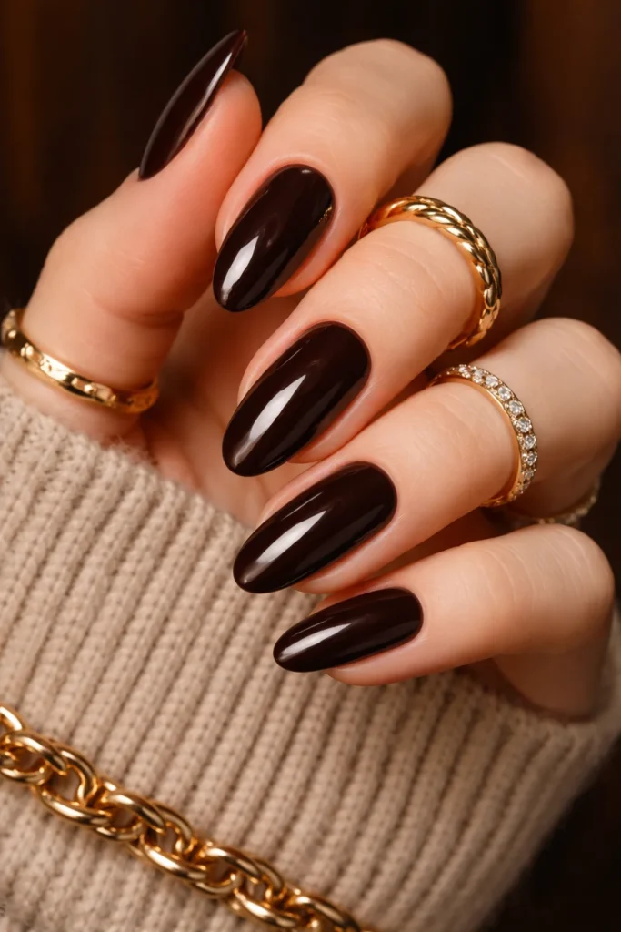 Dark espresso brown nails