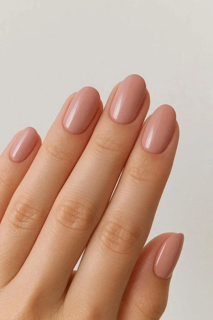 Dusty pink minimal nails with clean muted tones for late summer