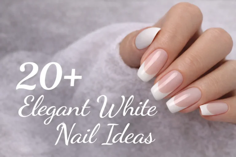 A collection of elegant white nail ideas featuring glossy, matte, and minimalist white manicure designs