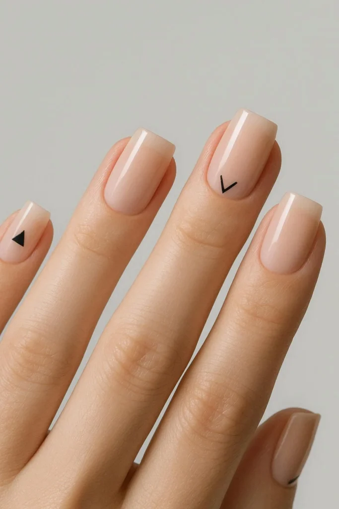 Small geometric triangle nail art on square nails