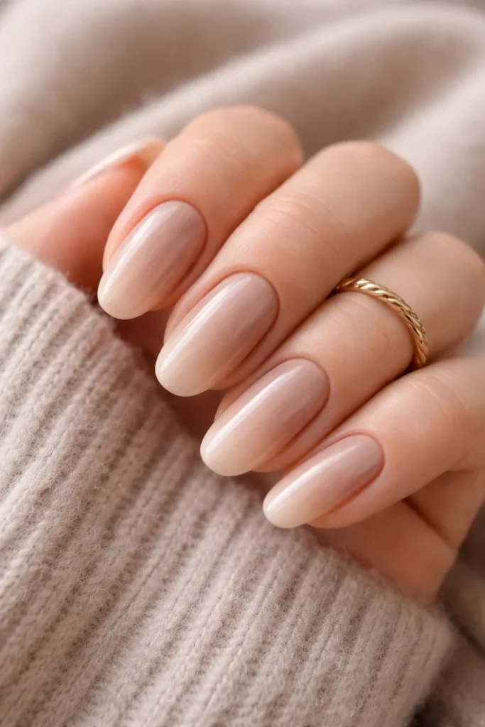 Milky brown nails quiet luxury