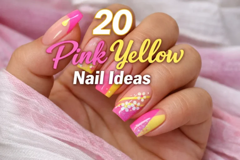 stylish pink and yellow nail designs with floral patterns, gradients, and glossy finishes