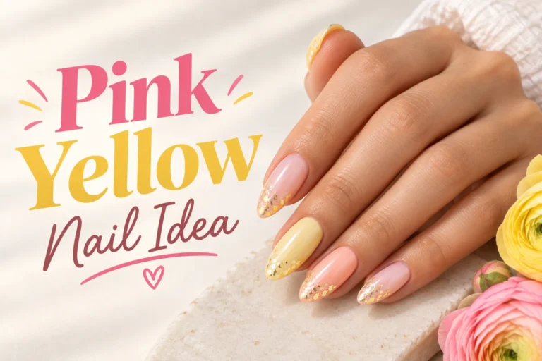 Pink and yellow nail ideas featuring glossy pastel shades and elegant modern nail art