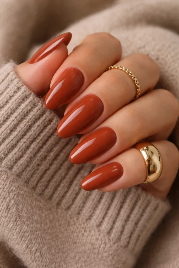 Terracotta brown nails earthy tone