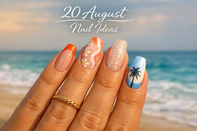 Elegant August nail ideas with beach-inspired summer manicure
