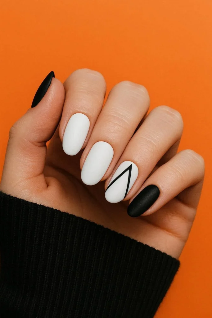  Black and white study nails with monochrome minimalist design