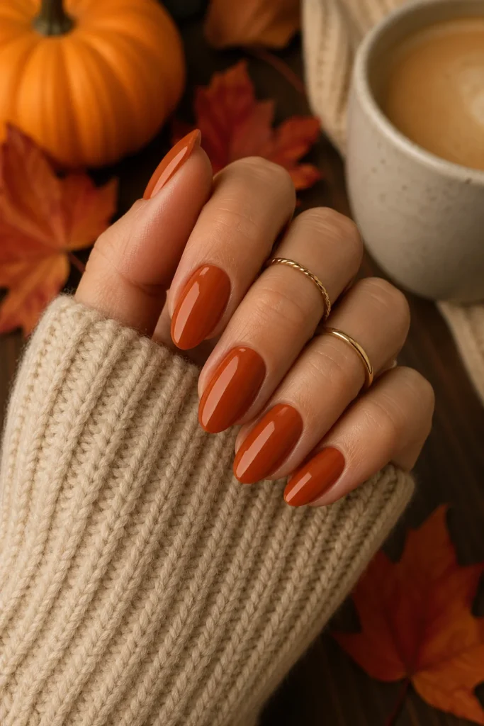 Burnt orange fall nail ideas for November season