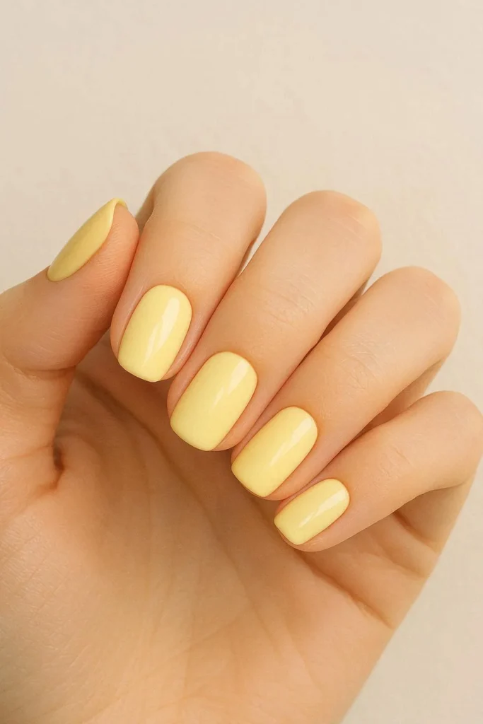  Soft butter yellow pastel nails for a fresh summer look