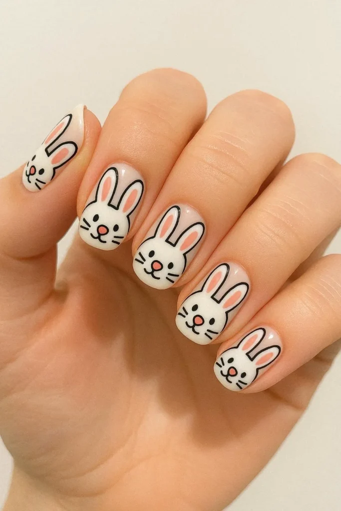  Cute cartoon character nail designs with tiny playful art on each nail 