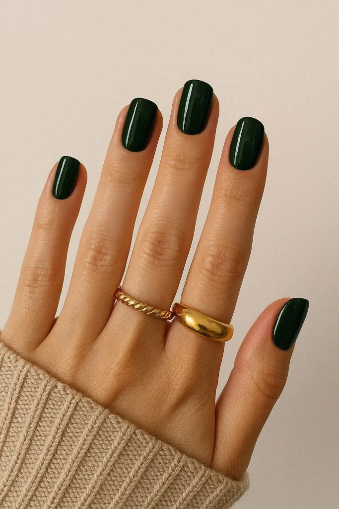  Dark green nail ideas for rich autumn fall season