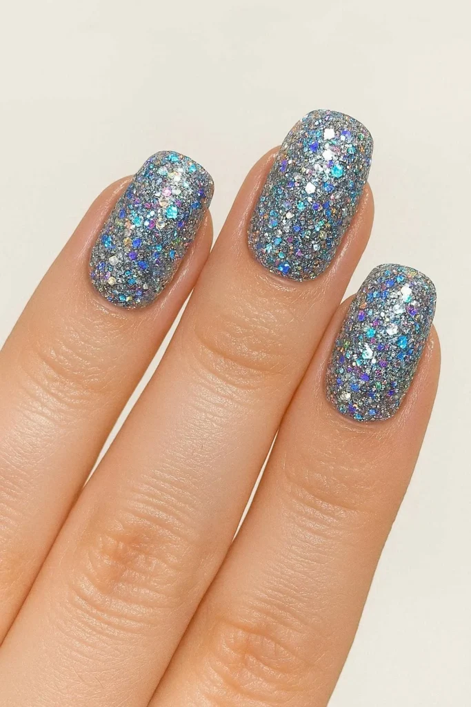 glitter bomb nails with full holographic glitter coverage for bold nail art