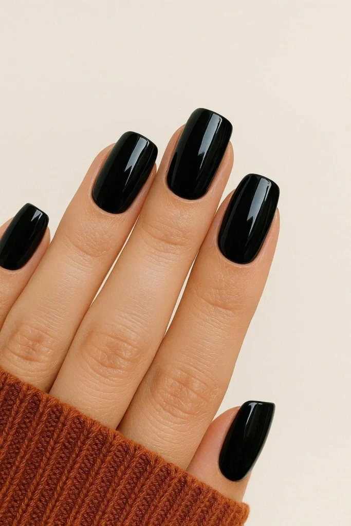 Glossy black nail ideas for bold November season