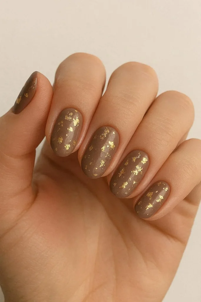 Gold foil accent nail ideas for fall season