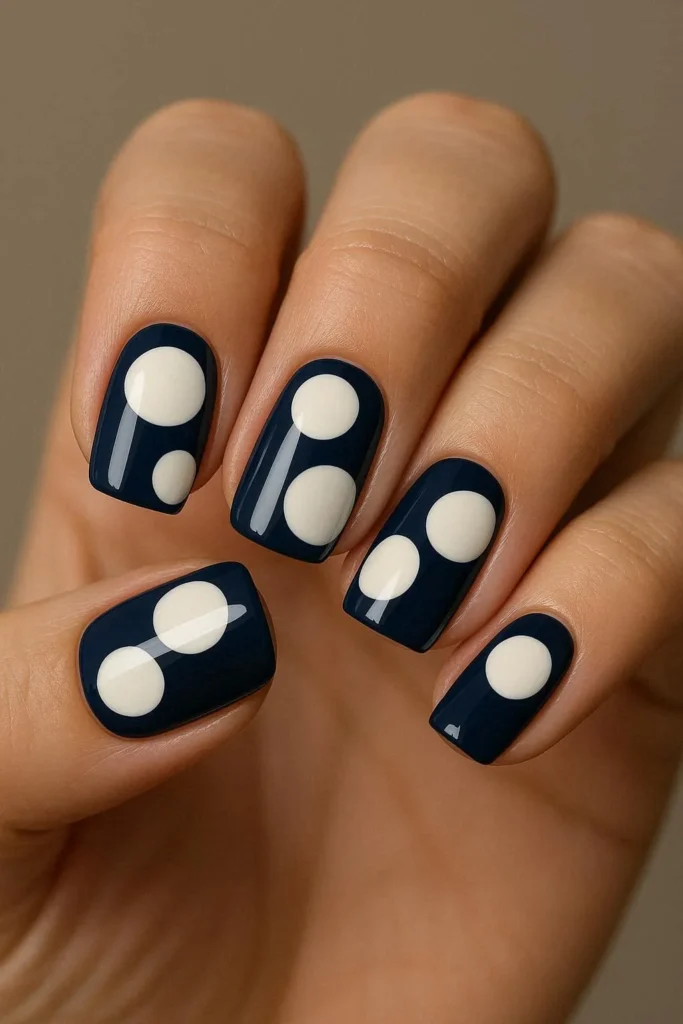 Oversized large polka dot nails bold graphic pop art design