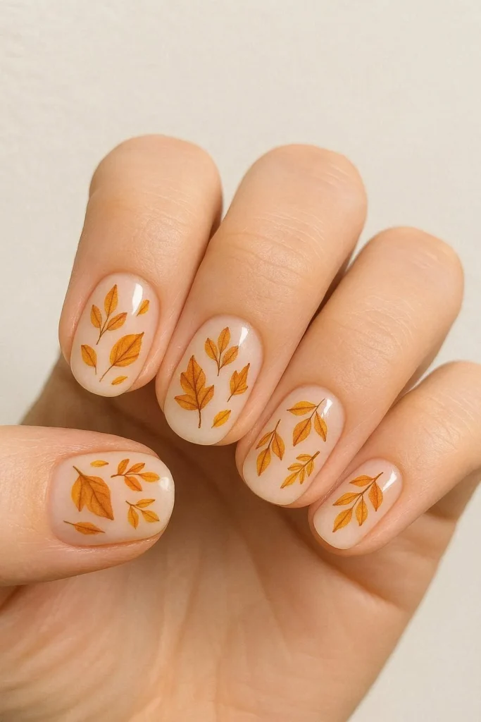 Autumn leaf nail art designs for November season