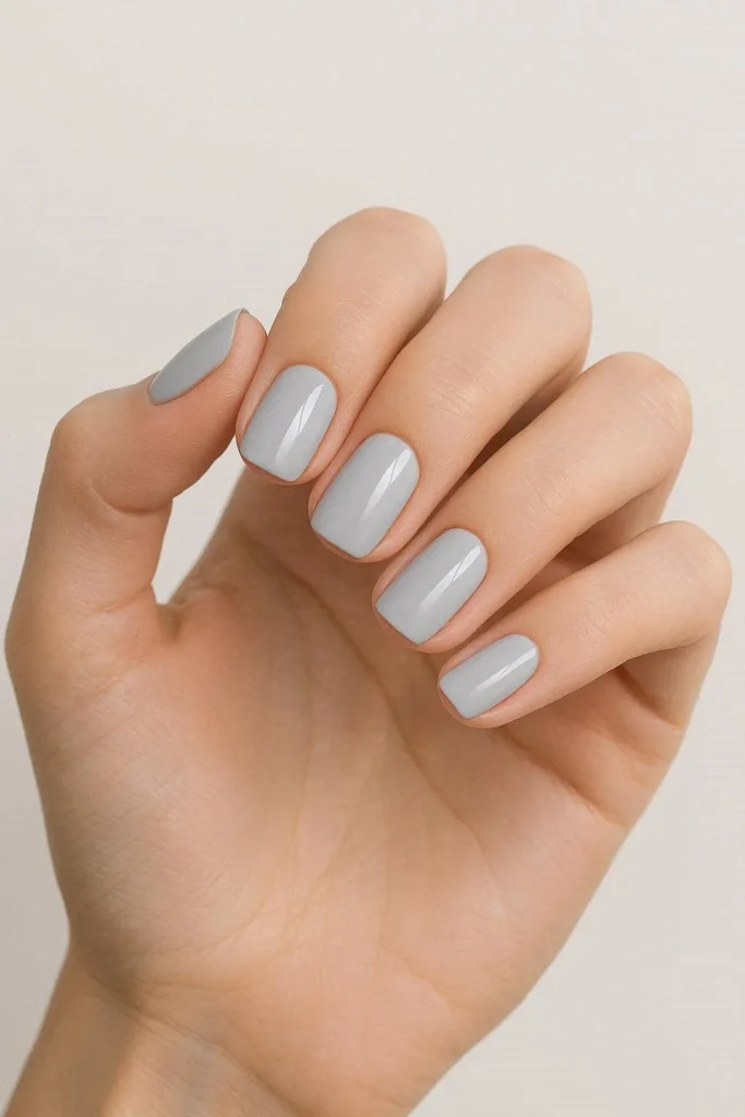 Light grey nails with a sleek modern finish