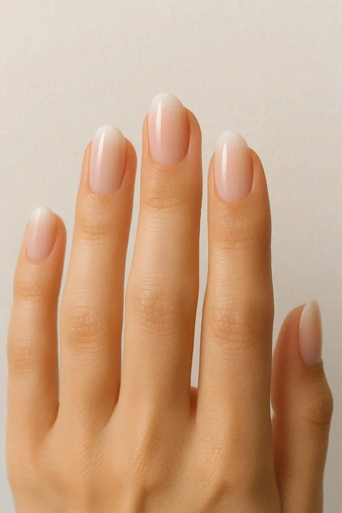 Minimal French ombre nails with a soft blended gradient