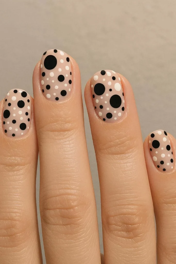  Mixed small and large polka dot nails playful nail art design