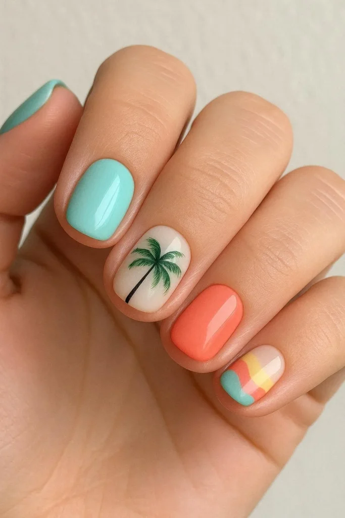 Short beach nail ideas simple practical tropical summer nail designs