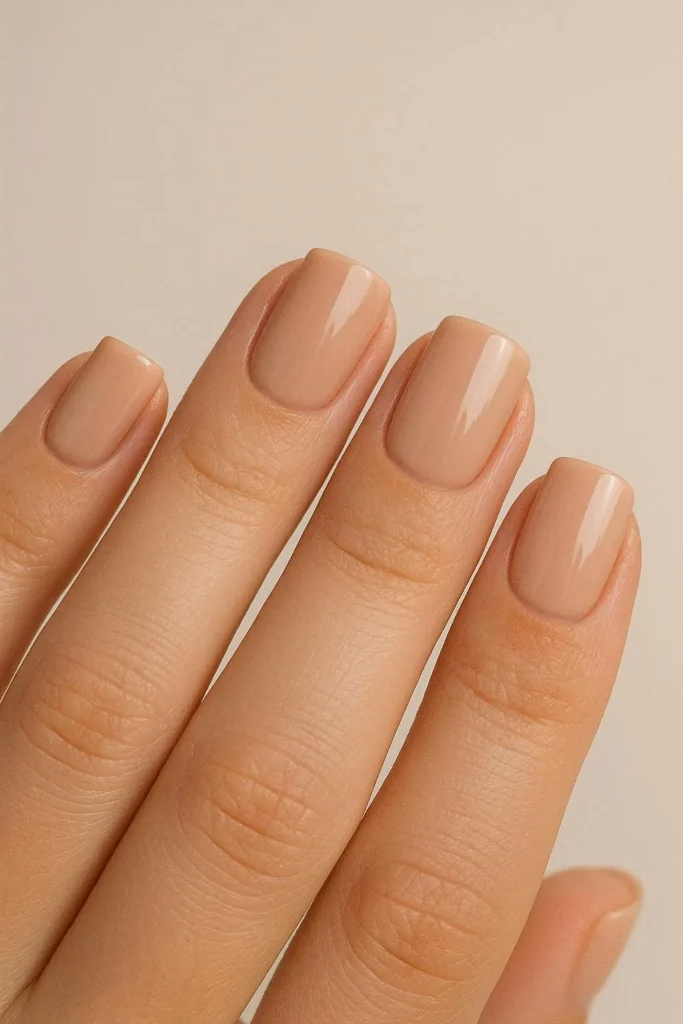Short square nude nails for everyday minimal wear