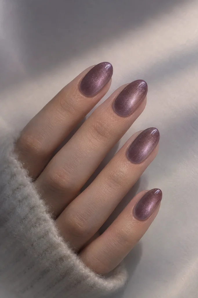 Smoked plum aura Halloween nails with soft purple gradient