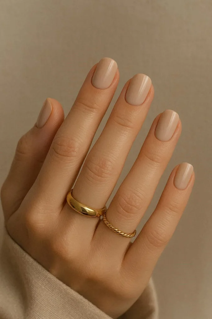 Soft beige nails for a calm minimal aesthetic