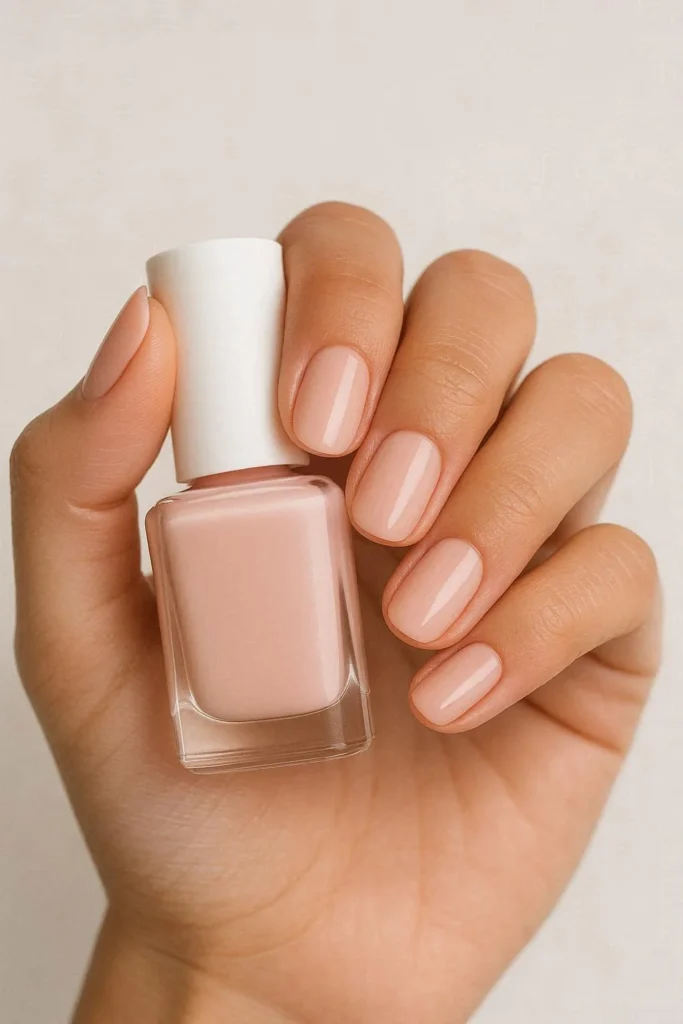 Soft pink neutral nails with a barely there delicate finish