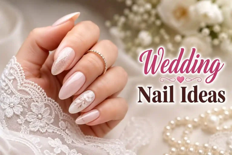 Elegant bridal wedding nail ideas with soft nude design