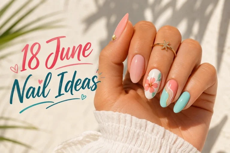 Bright summer nail ideas with pastel floral manicure on elegant hand