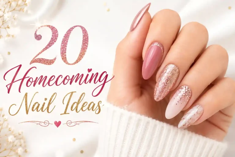 Glamorous homecoming nails with glitter and elegant designs