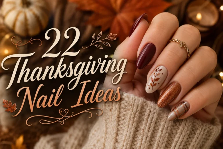 Cozy Thanksgiving nail art with chic autumn-inspired designs