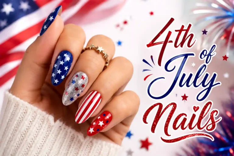 Stylish patriotic 4th of July nails with stars and stripes