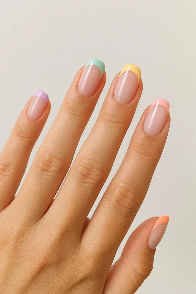  Colorful pastel French tip nails for spring manicure