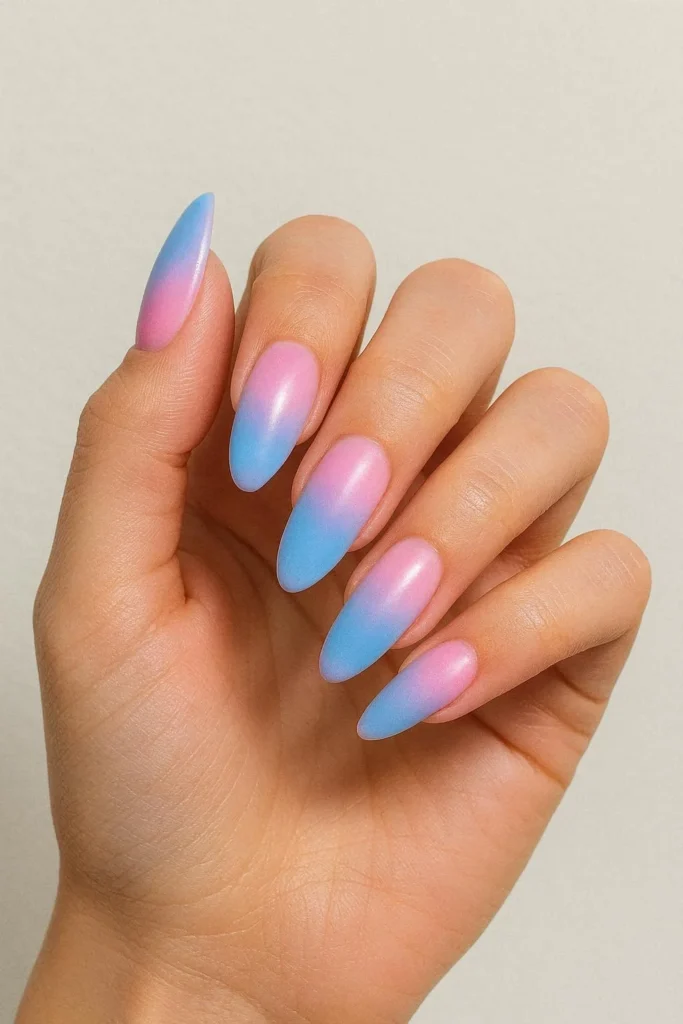 Soft blended airbrush Y2K nails in pastel colors