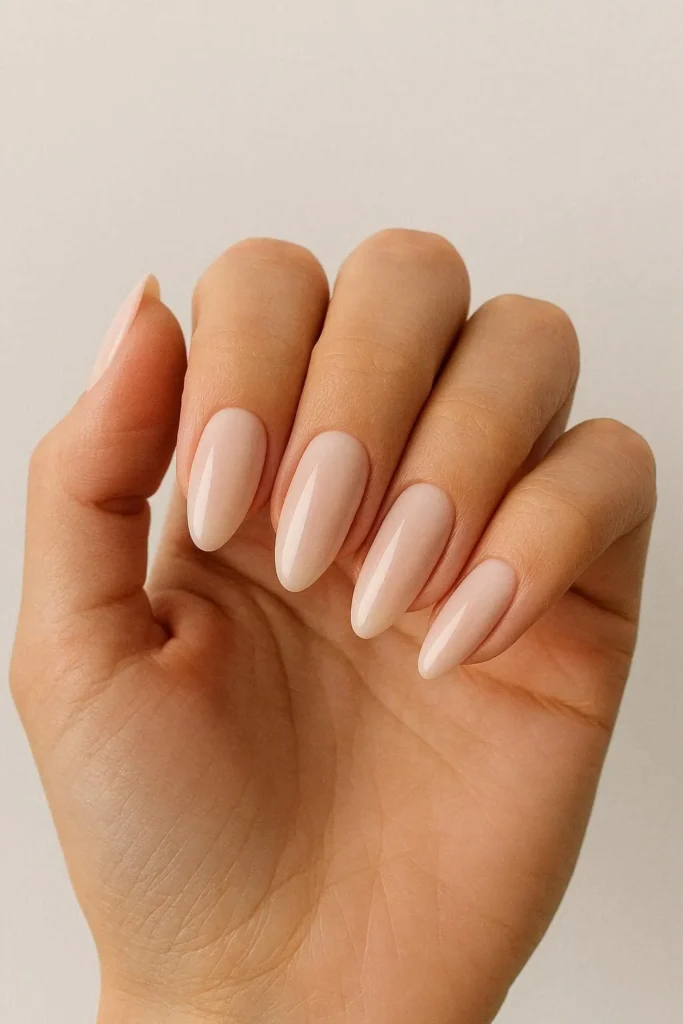Almond shape plain nail ideas with elegant clean single-color finish
