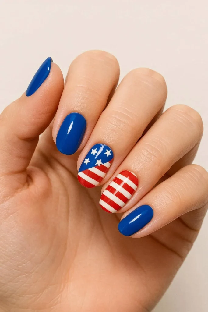 American flag nail art design for Independence Day