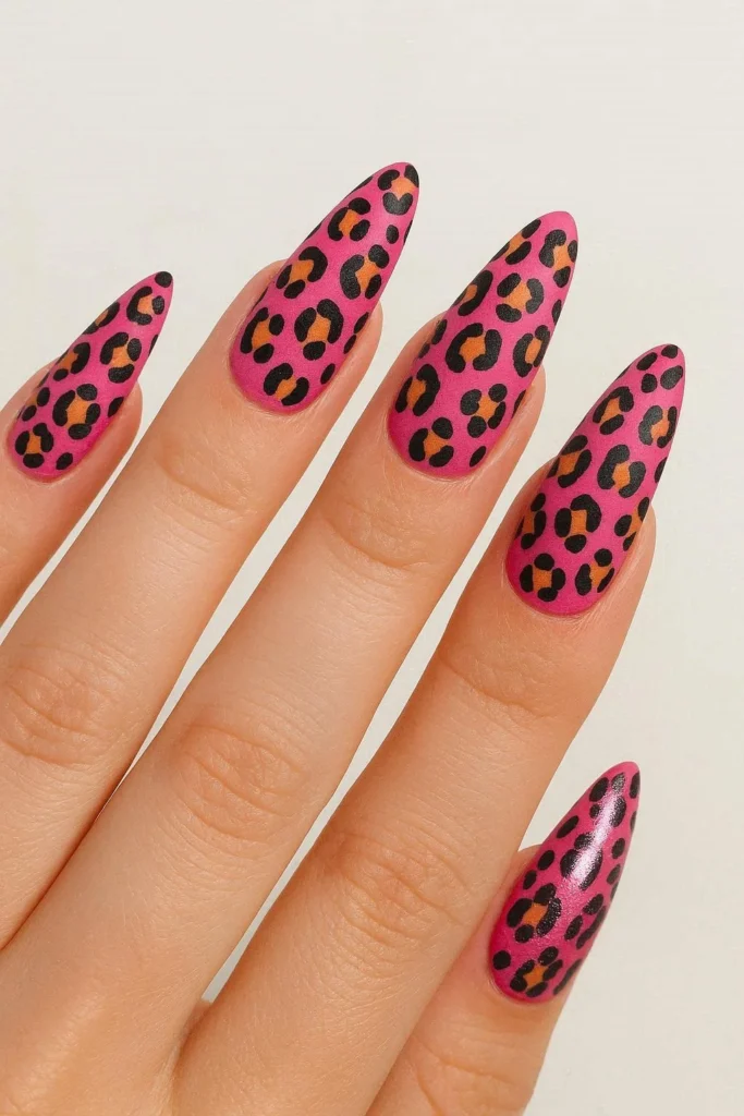 Animal print coachella nails in bold leopard and zebra patterns