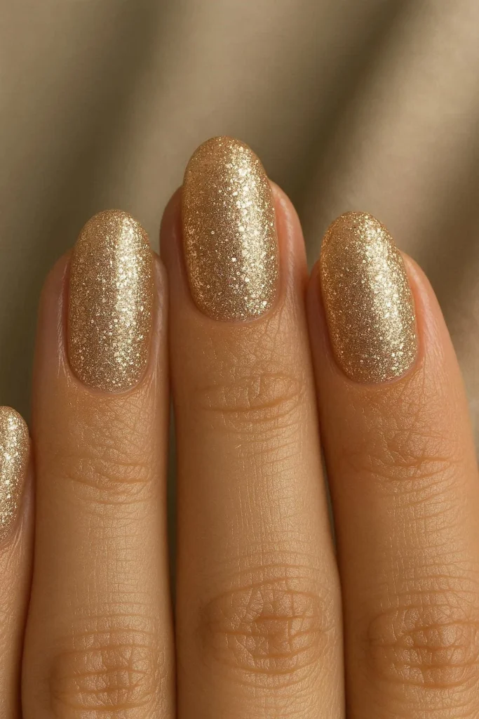 Champagne sparkle nails for celebratory homecoming dance night