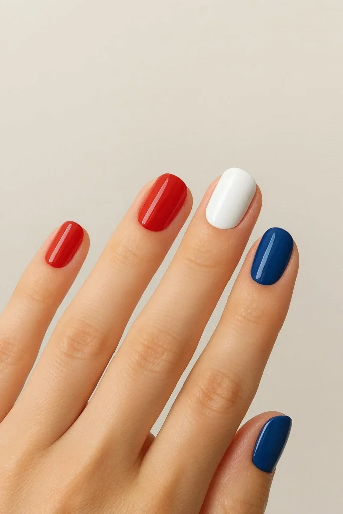 Classic red white and blue nails for 4th of July 