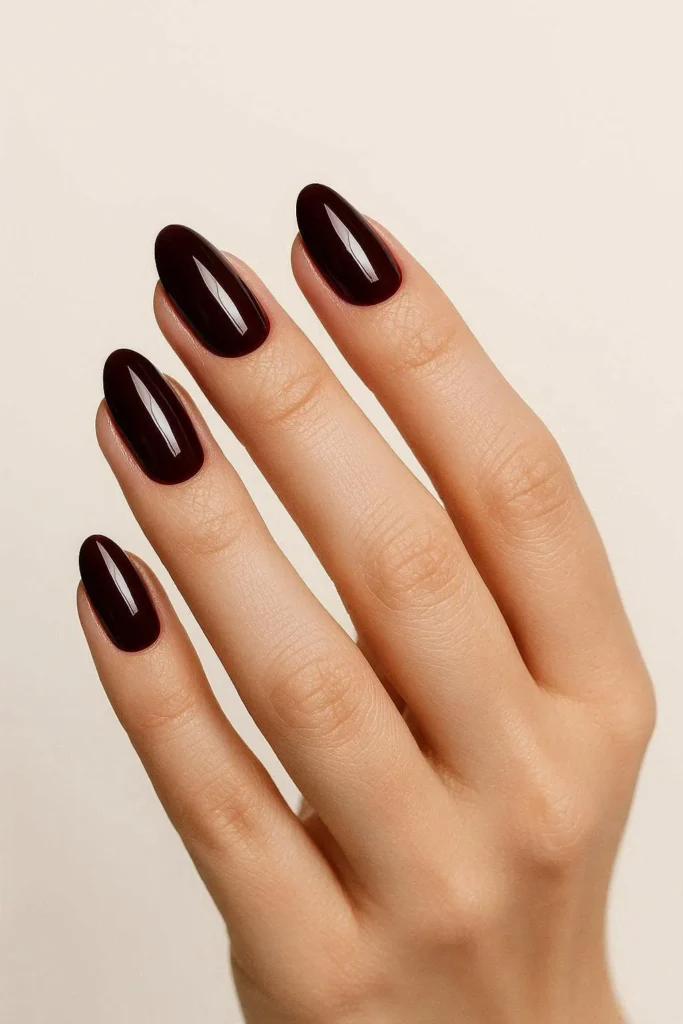 Dark burgundy baddie nails with rich luxurious moody wine tones 