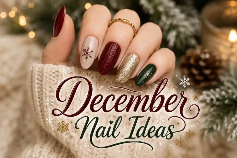 Festive December nail ideas with cozy winter holiday designs
