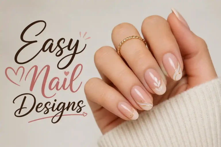 Easy nail designs collage with 20 simple beginner-friendly ideas