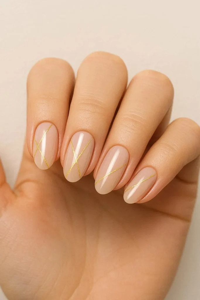 Gold accent graduation nails with luxe metallic foil details