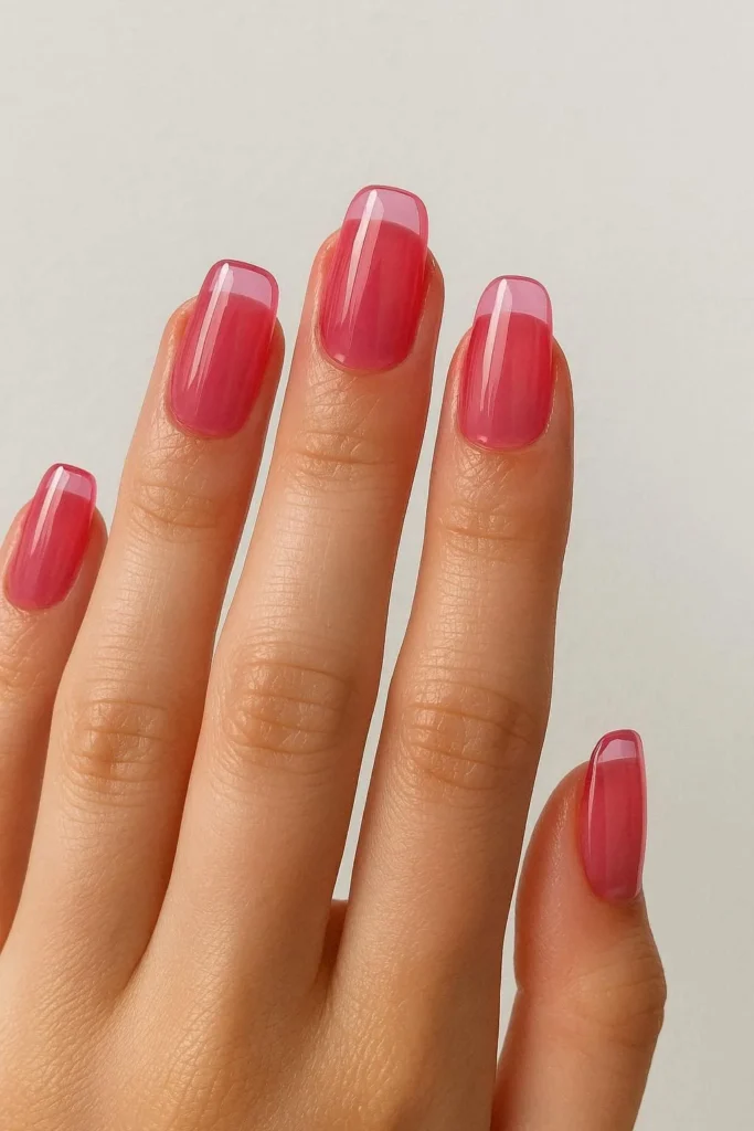  Transparent candy-colored jelly nails in pink and blue 