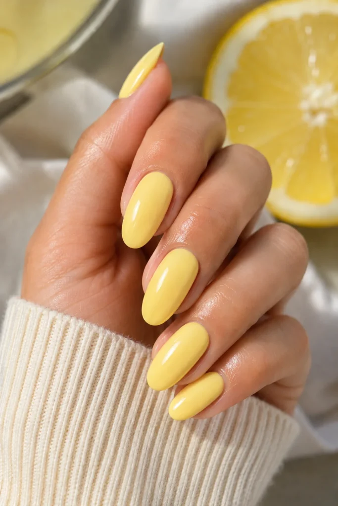  Lemon sorbet gloss nails in bright yellow for June