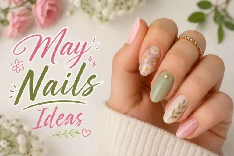Fresh May nails ideas with trendy spring floral designs