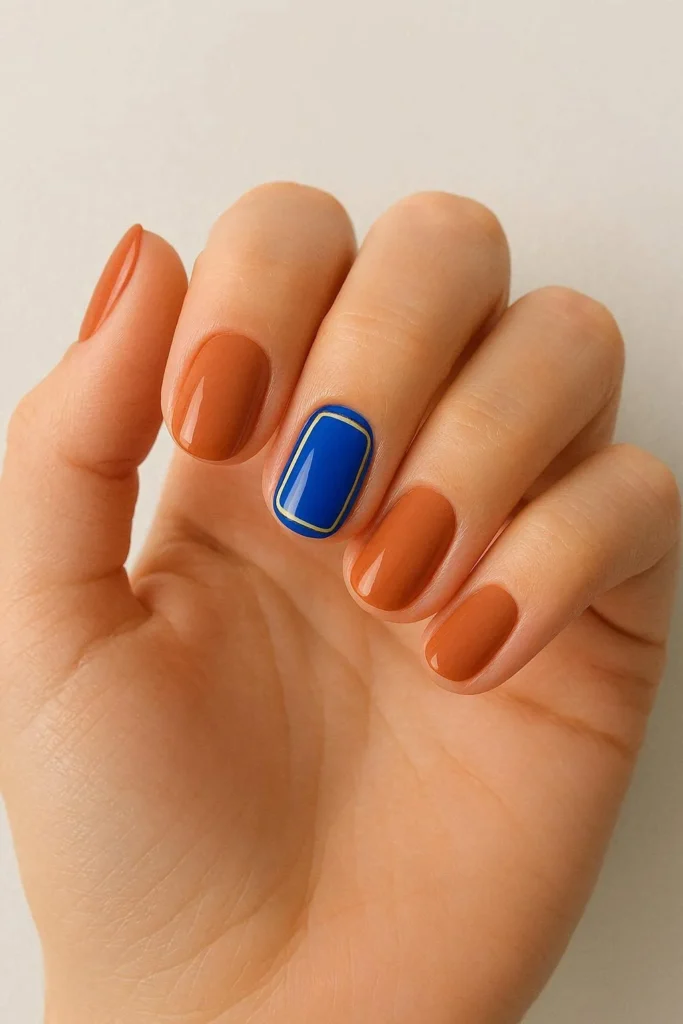 Mediterranean blue accent nail cobalt terracotta Italian inspired set