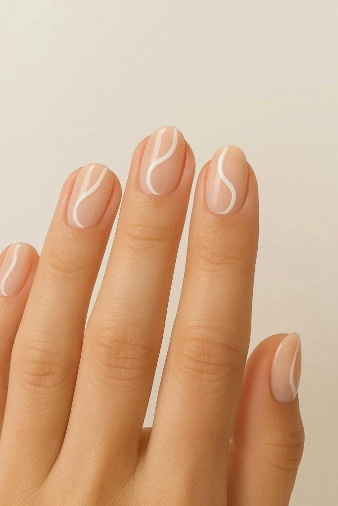 Minimalist swirl nail art with curvy trendy line designs